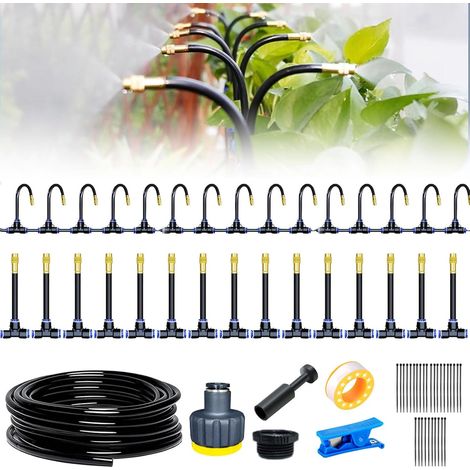 1 Kit Arrosage Automatique 15m Tuyau PE Buse Laiton 360° Jardin Serre (1/5)