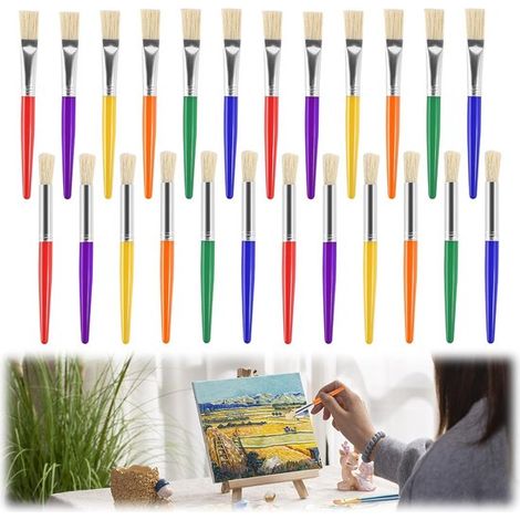 24 pennelli grandi, pennelli con punte rotonde e piatte, set di pennelli colorati, pennelli rotondi, vernice densa lavabile per pittura lavabile, per principianti, studenti d'arte