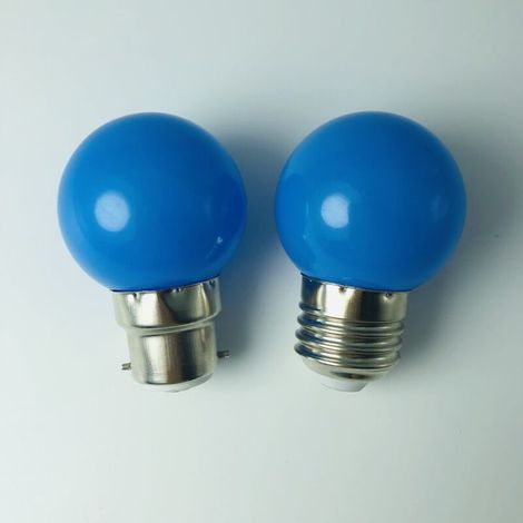 Paquet de 10 ampoules LED B22 1 W, ampoules à baïonnette de couleur, mini ampoules globe G45, rouge vert bleu orange jaune pour mariage, Halloween, Noël (bleu) (1/3)