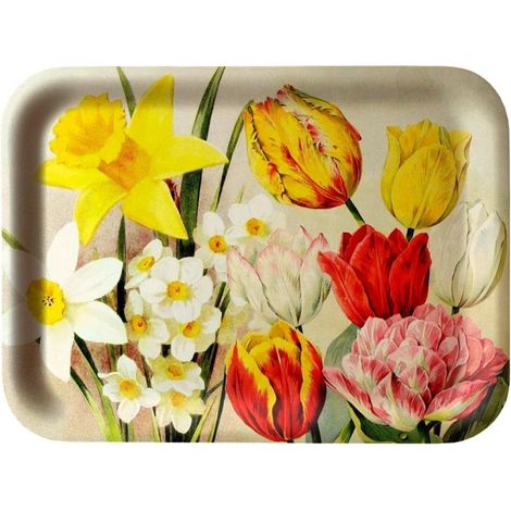 Vassoio decorativo da cucina con fiori primaverili