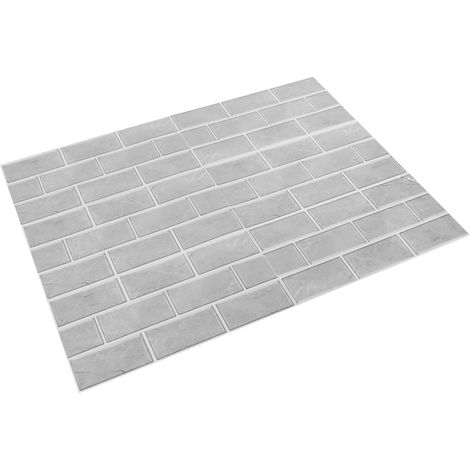 Lot de 6 stickers muraux imperméables et auto-adhésifs à motif carrelage gris pour la cuisine. (1/5)