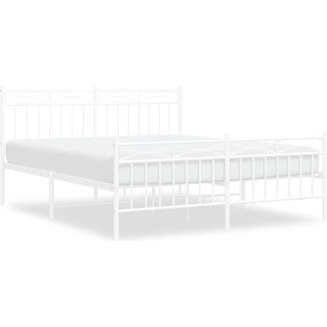 Maison Exclusive - Estructura cama sin colchón con estribo metal blanco 150x200 cm (1/5)