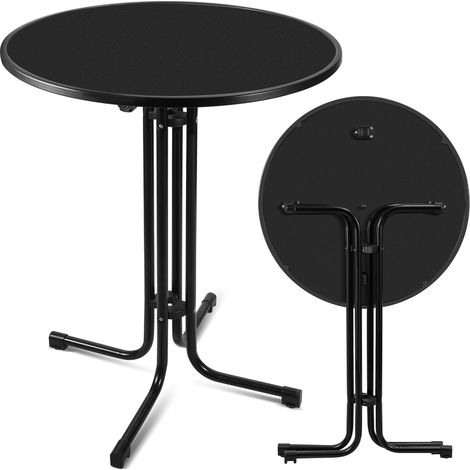 Randaco 2x Table Haute De Bar Bistrot Mange Debout Restaurant Mobile Plateau Ø 80cm Negro