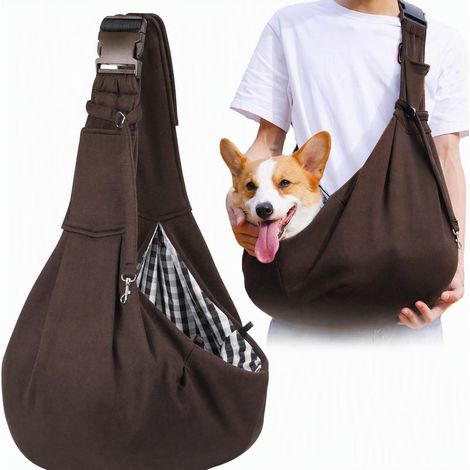 Borsa per il trasporto di cani e gatti, borsa sicura per il trasporto di animali domestici, più grande per cani e gatti di taglia media, per uso esterno, Subway (marrone) (1/5)