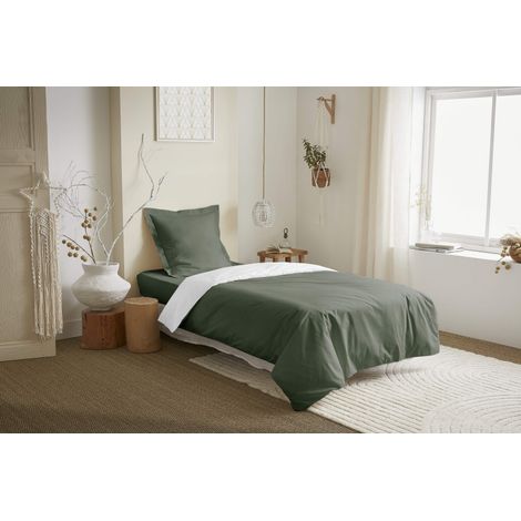 Parure de couette 2 Pièces réversible "Duo Premium" 140 x 200 cm Romarin/Neige - - (1/2)