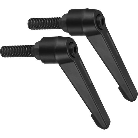 2 Pièces - Poignée à Levier - Filetage Mâle M10 - Dégagement Rapide Réglable 360 Degrés - Pour Tours et Perceuses - Noir - M10 x 35mm (1/5)