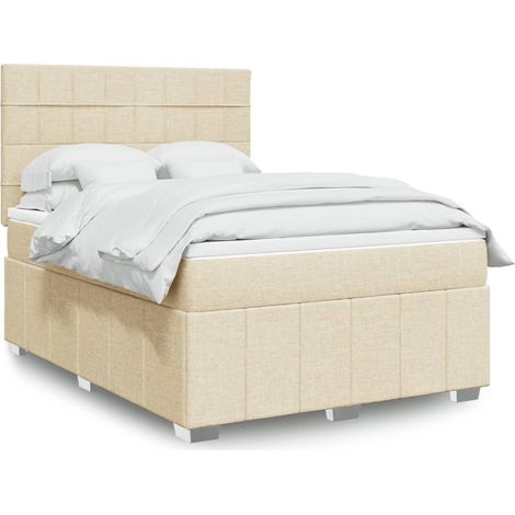 Boxspringbett mit Matratze Creme 160x200 cm Stoff (1/5)