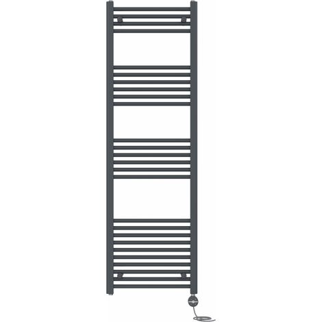 NRG Prefilled Thermostatic Electric Straight Heated Towel Rail Radiator 1600 X 500mm Anthracite