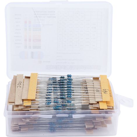 640 pièces résistance 64 valeurs 1% Film métallique 1Ω10MΩ 1/6W Kit d'assortiment pour bricolage (1/5)