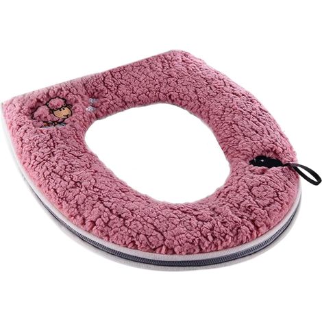 Coussin De Siège De Toilette - Molleton Épais Lavable En Machine - Fermeture Éclair Et Poignée - Rouge - 1 Pièce