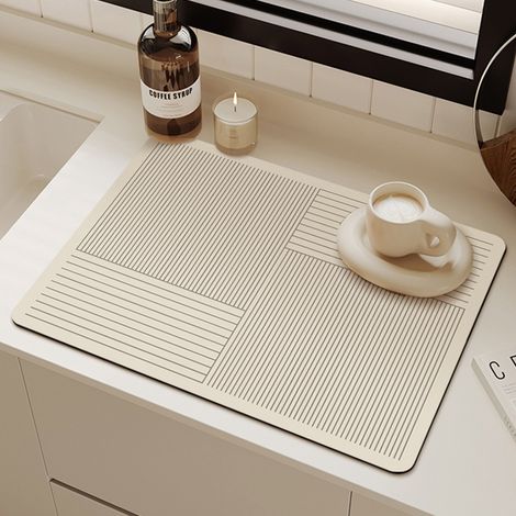 Alfombrilla para secar platos - Alfombrilla absorbente para encimera, para cafetera, escurridor de platos -(40×60 cm) (1/5)