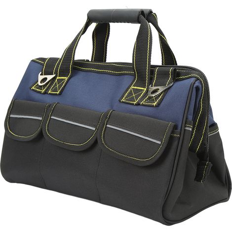 Sac de rangement d'outils 17 pouces, ouverture large, robuste, imperméable, fond cousu cloué, portable à poignée (1/5)