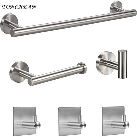Bathroom Towel Bar, Stainless Steel Wall-Mounted Towel Rack, Bathroom 6-Piece Set, Gold, Bathroom and Kitchen Accessories (1/5)