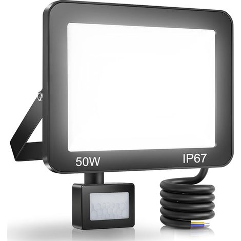Projecteur LED Exterieur Detecteur de Mouvement 50W, 72 LEDs Spot LED Extérieur Detecteur de Mouvement 5000LM 6500K, IP67 Étanche Eclairage pour Jardin, Patio, Garage (1/5)