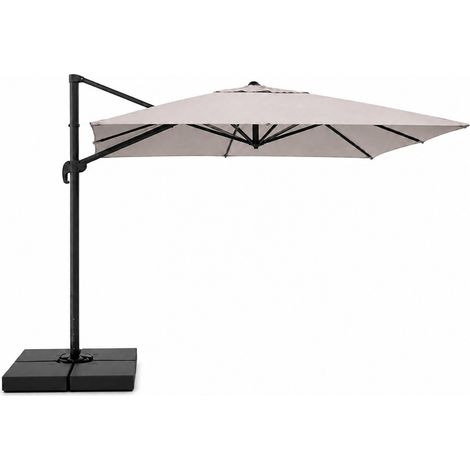 Rechteckiger Sonnenschirm 3 x 4 m, seitlich versetzt, drehbar, grau, aus Aluminium CEZIR