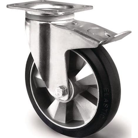 TECWERK Schwerlastlenkrolle D.125mm Trgf.300kg Festst.Elastikgummi Bau-H.164mm TECWERK (1/2)