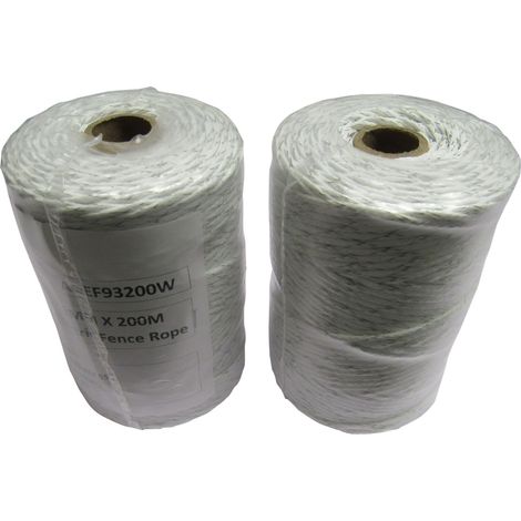 Electric Fence Rope Poly Fencing 3MM x 200M Rolls x2 (Electrified Polyrope Horse White) (1/4)