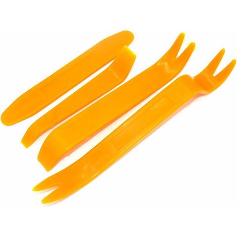 Ensemble de 4 outils de démontage en plastique, kit de démontage de garniture pour porte de voiture, tableau de bord, démontage de garniture de panneau audio, kit de réparation de sellerie