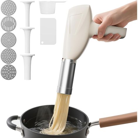 Fresh Pasta Machine, 80 W Wireless Dough Rolling Mill, 5 Stainless Steel 304 Moulds + Sausage Function, 2000 mAh Battery for Fast Cooking (1/5)