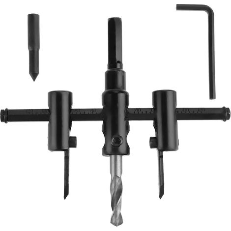 Foret trépan réglable 30-120mm, lot de forets circulaires noirs pour bois, outil de perçage bricolage, coupe-puits ajustable (1/5)