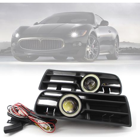 1 paire de phares antibrouillard blancs pour voiture, Grilles de pare-chocs avant de remplacement pour VW Golf MK4 1998 – 2004, lampe yeux d'ange LED en cours d'exécution (1/5)
