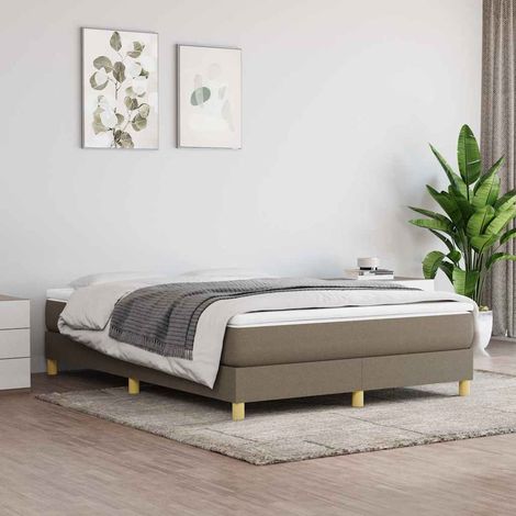 Estructura de cama con somier tela gris taupe 140x200 cm (1/5)