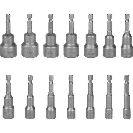 Ensemble de forets magnétiques pour écrous de 6 à 19 mm, tournevis d'écrou métrique, 14 douilles d'extraction d'écrous, tige hexagonale de 6.35 mm de long (1/5)