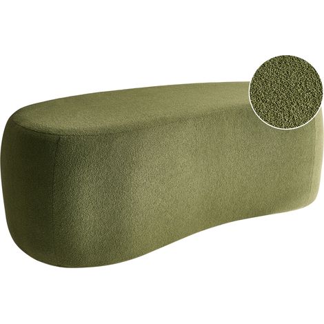 Puf moderno reposapiés tapizado de bouclé decorativo estampado liso verde Bayard (1/5)