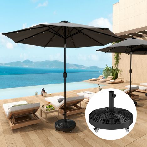 Pied de parasol robuste 25 kg avec roulettes pour parasols jusqu'à Ø3 m et mâts de 32 à 48 mm Ø52 x 42 cm Noir (1/5)