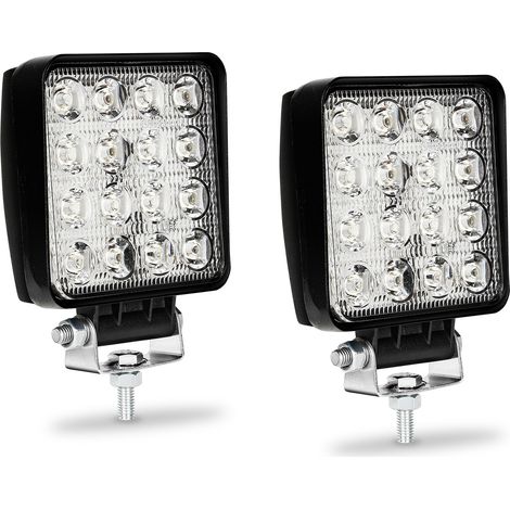 SWANEW 2x Phare de Travail LED 48W LED Phare Travail Projecteur Feux Antibrouillard pour Voiture Camion UTV SUV Offroad Tracteur Bateau