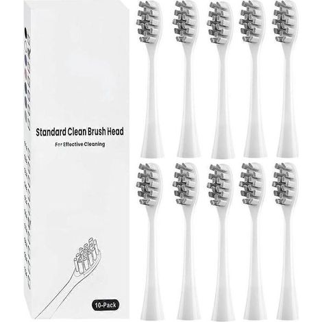 Lot de 10 têtes de brosse de rechange compatibles avec la brosse à dents électrique sonique Ordo, noires. (1/5)