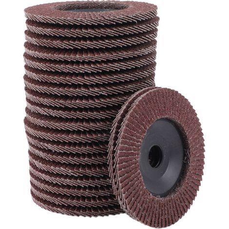 Lot de 20 disques abrasifs à lamelles Ø 100 mm x 16 mm grain 80 – Pour meuleuse – Pour métal, bois et aluminium – Remplacement rapide (1/5)