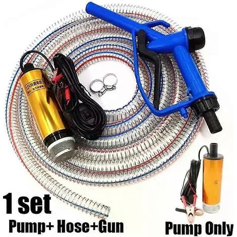 2-in-1-Ölpumpe mit Betankungspistole, elektrisch, tauchfähig, 5 Meter Stahlschlauch, Kraftstoff- und Wasseranschluss, Campingzubehör – JXLGV (1/4)