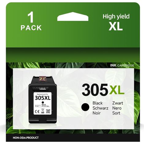 305 XL Cartouche d'encre Noire pour HP 305 Remplacement pour HP 305 Cartouches pour HP DeskJet 2820e 2810e 2800e 4220e 4200 2710 2700 Envy 6000 6032e 6020 6030 6400 6420 6432e (1/5)