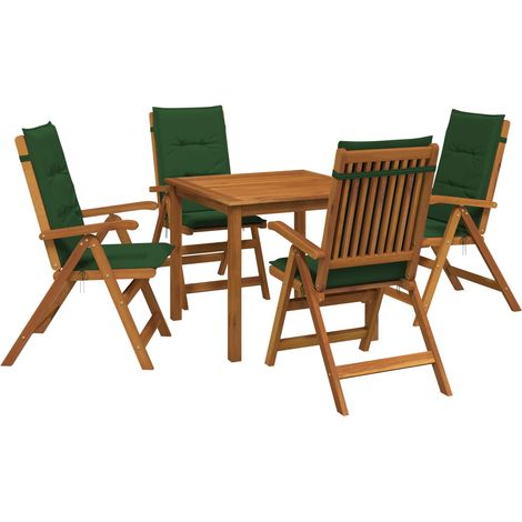 5-Piece Garden Dining Set 4-Seaters Green Solid Acacia Wood vidaXL (1/5)