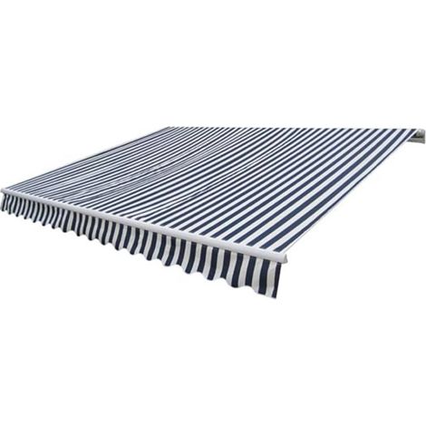 Auvent pliable motorisé Store extérieur Marquise Brise-soleil 400 cm Bleu/blanc XRYJX453229 (1/3)