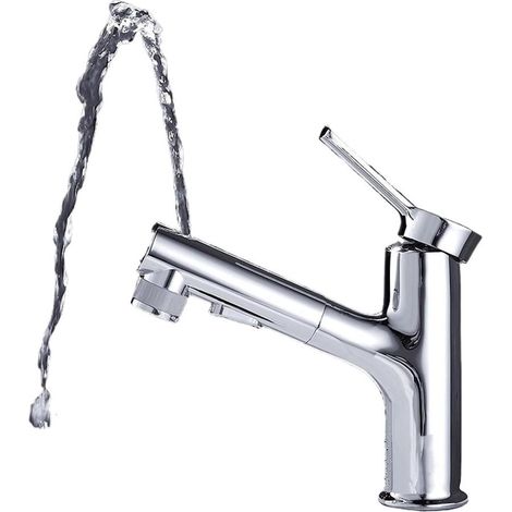Robinet extractible 360° chrome noir, mitigeur eau chaude froide avec bec haut élégant pour cuisine (1/5)