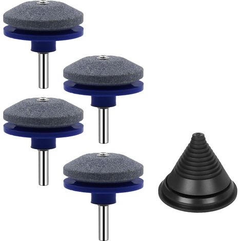 4 Pièces Aiguiseur de Lame de Tondeuse à Gazon,5cm Affuteur Lame Tondeuse Gazon Universel, avec Compensateur de lame, Aiguiseur de Lame pour Tondeuse à Gazon (Bleu) (1/5)