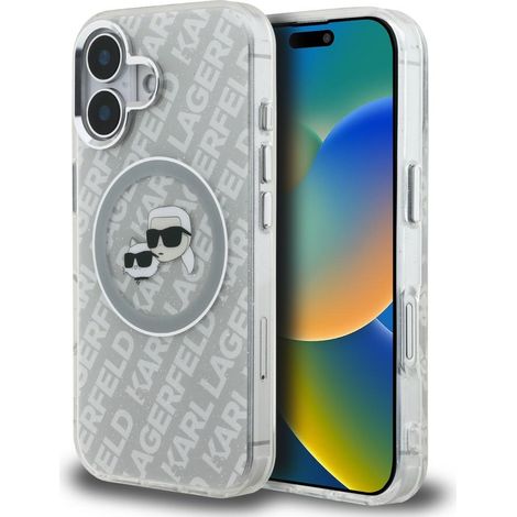 Funda MagSafe Karl Lagerfeld IML Glitter Karl & Choupette Heads para iPhone 16 (gris) (1/5)