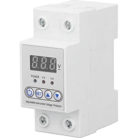Einstellbares 63A 230V Schutzgerät, automatische Rückstellung, DIN-Schienenmontage, Über-/Unterspannungsregler. (1/5)
