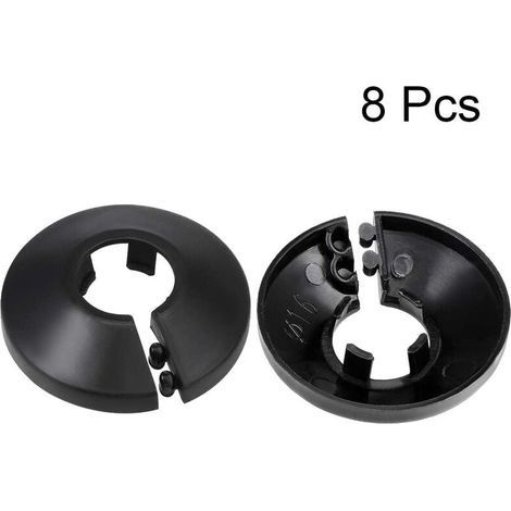 16 mm PP-Rohrabdeckung, dekorative Heizkörperrosette, Wasserrohr-Wandabdeckung, schwarz, 8 Stück (1/4)