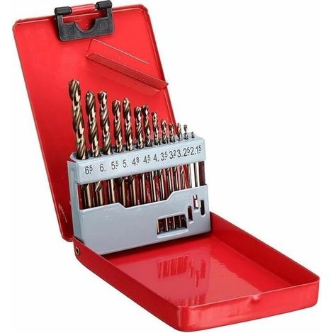 M35 ensemble de forets au cobalt en acier à grande vitesse. embouts torsadés. boitier métallique métrique pour le percage du bois en acier inoxydable (1/3)
