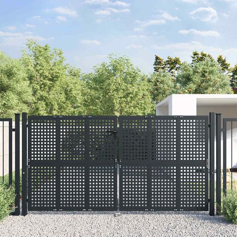 Portail de jardin anthracite 300 x 125 cm en acier