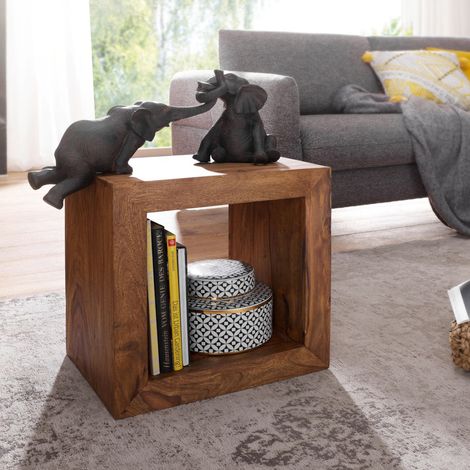Table basse cube 44x44 cm en bois de sheesham massif