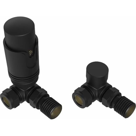 Warmehaus Corner Thermostatic Radiator Valve Pack Black TRV Set (1/5)