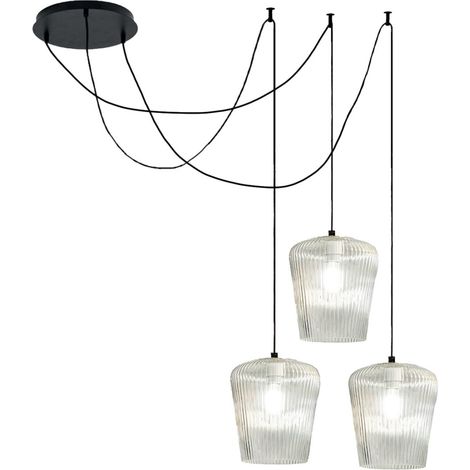 Sospensione vetro bianco gea luce numa br3 e27 led lampada soffitto decentramento classica