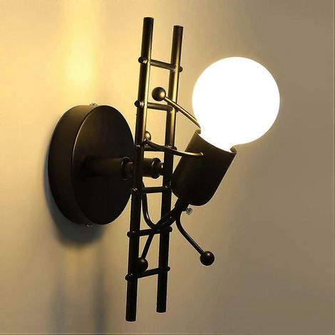 Applique murale humanoïde créative, lampe murale moderne d'intérieur style Art déco, 60 W max., culot E27, idéale pour chambre, chambre d'enfant, couloir, restaurant, escalier, kit (1/5)