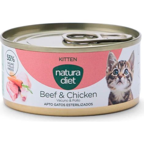 Natura Diet CAT Kitten Paté Beef & Chicken 85G caja x24
