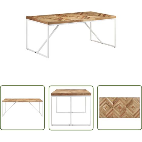 The Living Store Esstisch 180x90x76 cm Akazie und Mango Massivholz - Holz Esstisch - Esstisch Massiv - Akacie Esstisch - Mango Esstisch - Industrieller Esstisch (1/5)