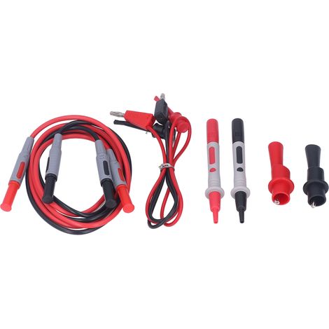 Multimeter-Testset mit Messleitungen, Krokodilklemmen, Messspitzen und Messhaken (Komplettset) (1/5)